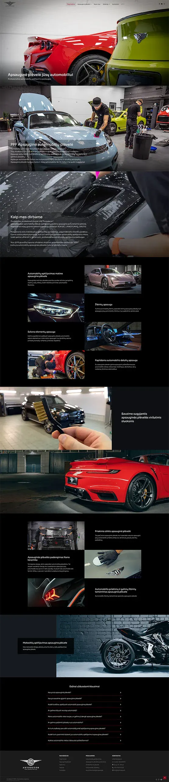 „Autodecor“ – pagrindinio puslapio vaizdas