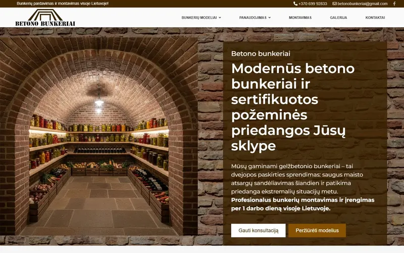 „Betono bunkeriai“ – pirmas ekranas kompiuteryje