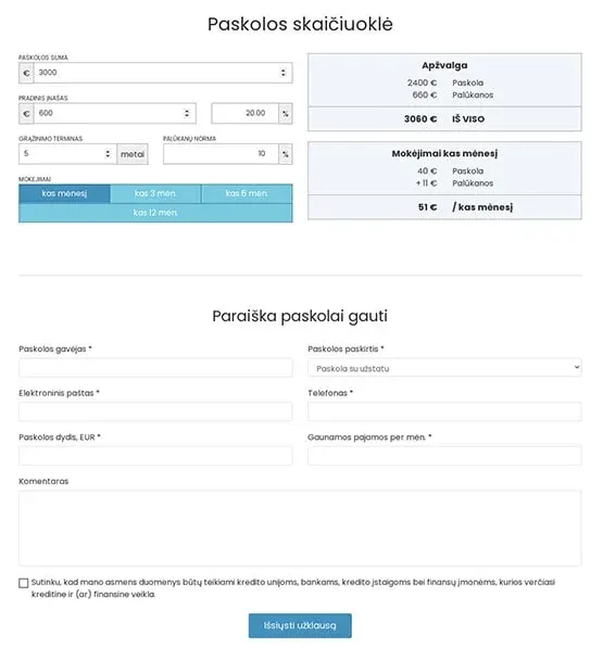 „OKTIDA“ – paskolos skaičiuoklė