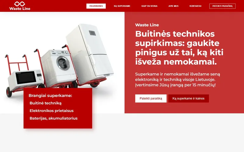 „Waste Line“ – pirmas ekranas kompiuteryje