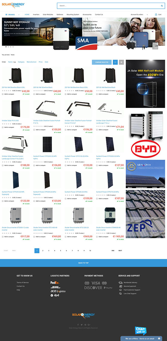 Online parduotuvės kūrimas Solar Energy