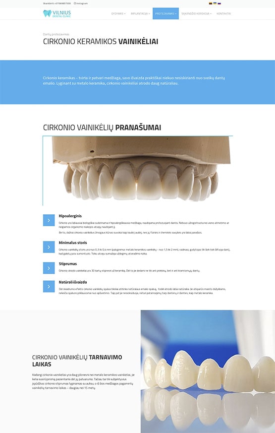 Tinklapio dizaino kūrimas Vilnius Dental