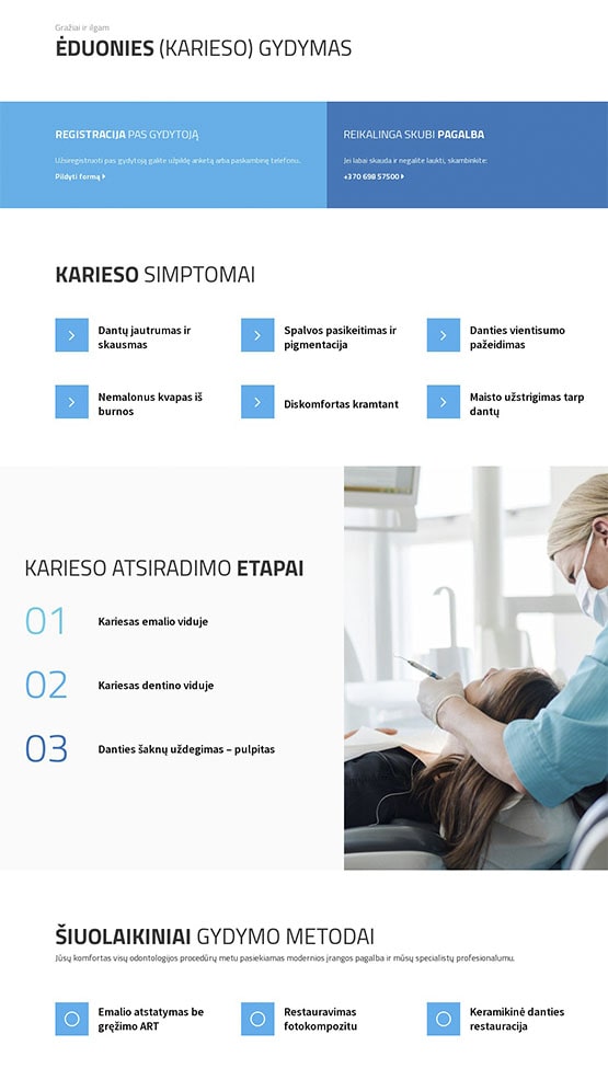 WEB tinklapio kurimas Vilnius Dental Clinic