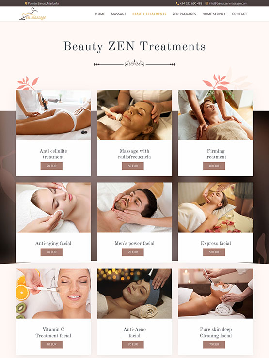 Paslaugų katalogo kūrimas Banus Zen Massage